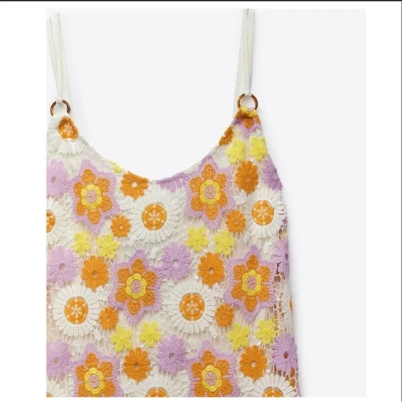zara crochet floral dress Zara - Crochet Knit Floral Dress - Pink - 2 Years (36,2 Inches)